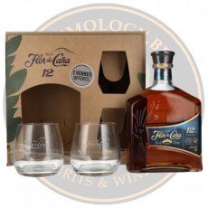 Flor de Cana 12y + 2 Glasses, 70cl - 40°